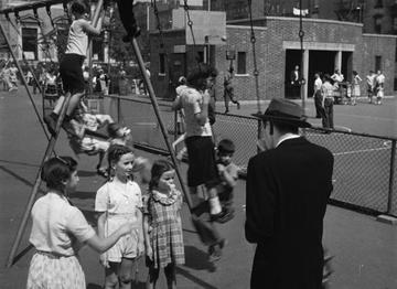 The Naked City_Halloran talks to kids in the playground